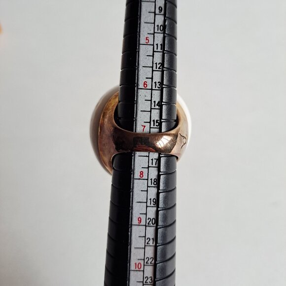 New Angelique de Paris Seashell Gold Plated Ring with yellow Stone Size 7 - Picture 9 of 13